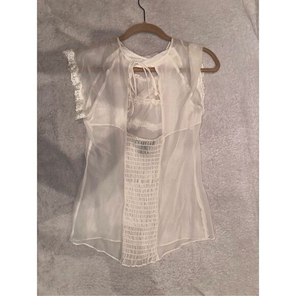Arden B cream sheer women’s top blouse size S - Picture 4 of 5